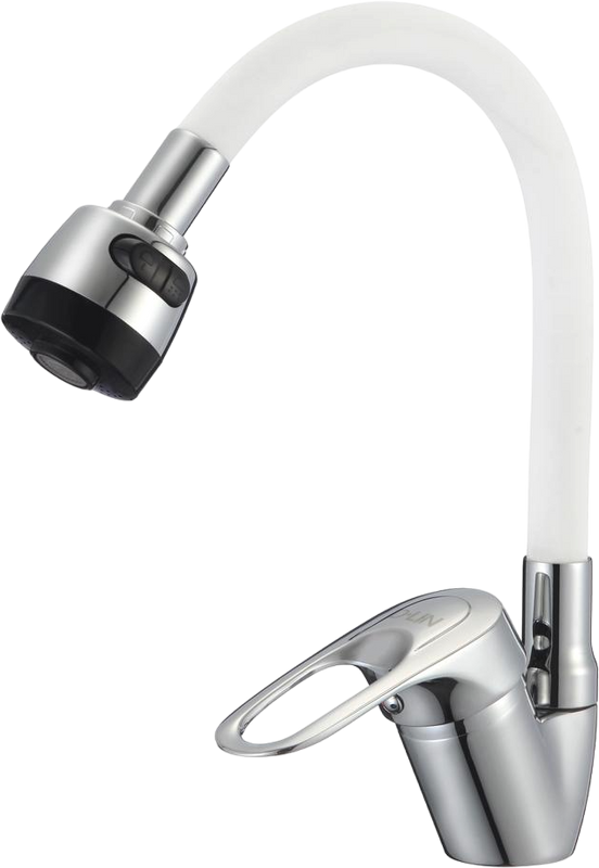 Смеситель для кухни D-lin D150628-3T с гибким изливом, хром, белый