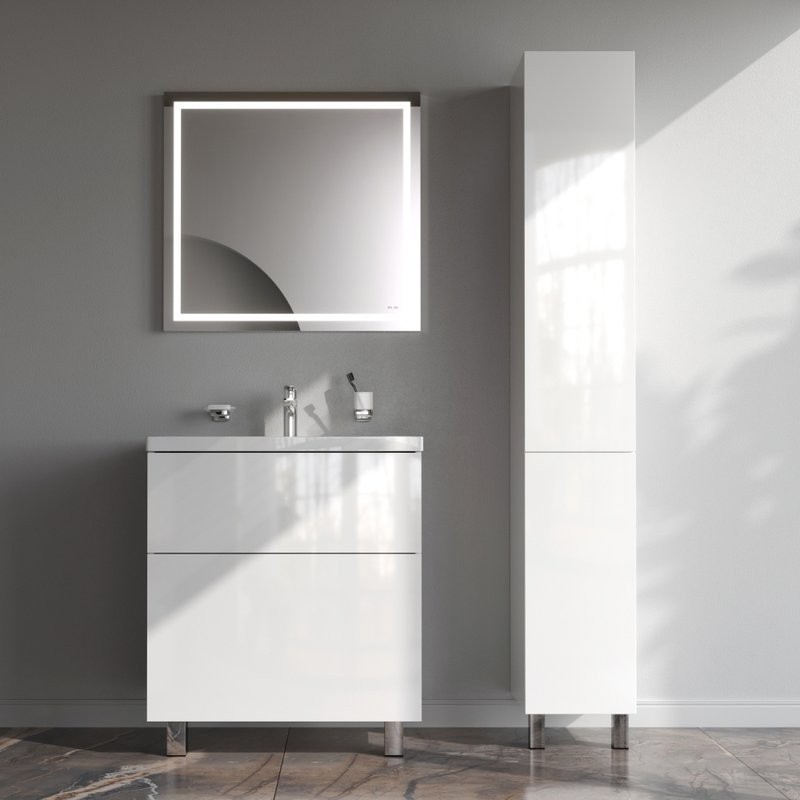 Тумба с раковиной AM.PM Gem 75 белый глянец, с 2 ящиками со смесителем