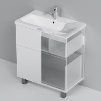 Тумба с раковиной AM.PM Gem 75 белый глянец, с 2 ящиками со смесителем