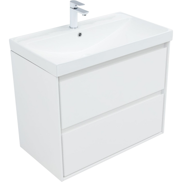 Тумба под раковину без столешницы Aquanet Милан 80 подвесная, белая глянцевая