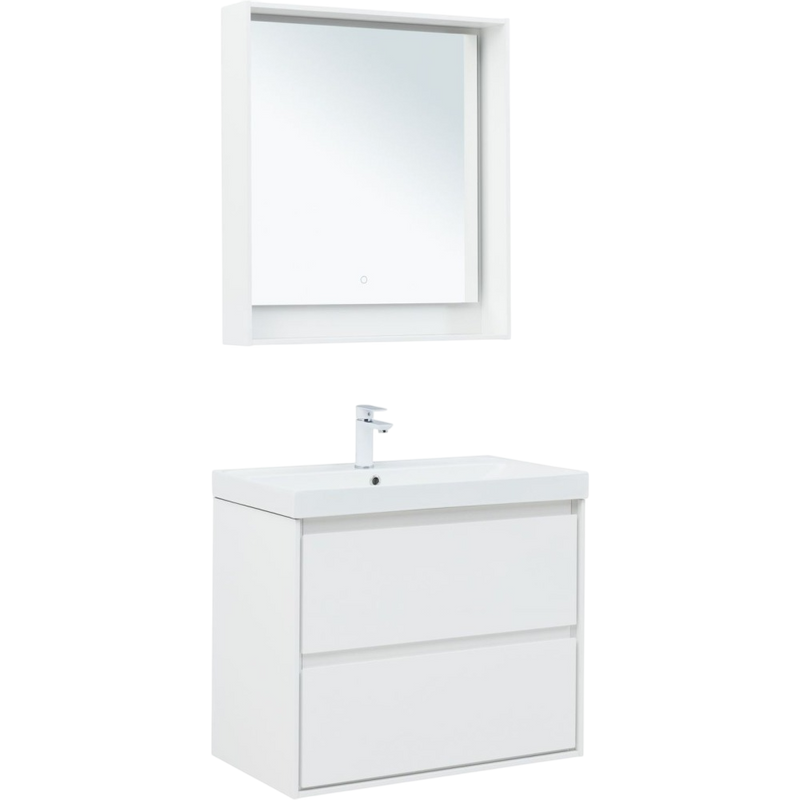 Тумба под раковину без столешницы Aquanet Милан 80 подвесная, белая глянцевая