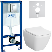Комплект Унитаз подвесной VitrA Integra Square 7082B003-0075 + Крышка Integra Square 191-003-009 с микролифтом + Инсталляция Grohe Rapid SL 38772001 3 в 1 с кнопкой смыва + Звукоизоляция