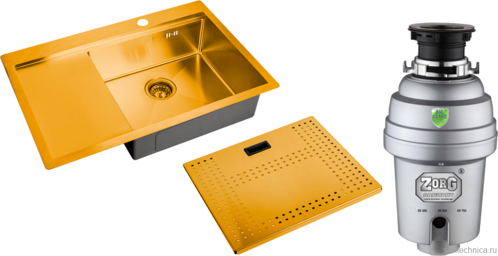 Комплект Мойка Zorg Master N-7852-R Bronze + Измельчитель Inox D