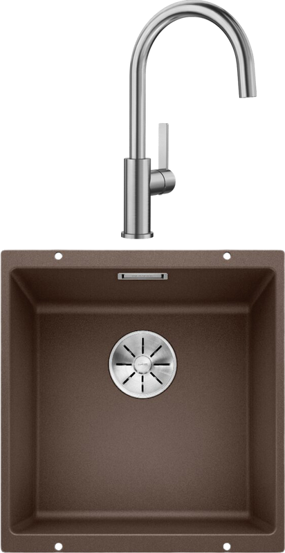 Комплект Мойка Blanco Subline 400-U кофе + Смеситель Candor 523120