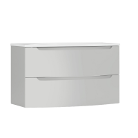 Тумба с раковиной Belux Ганновер 100 подвесная, белая глянцевая, 2 ящика