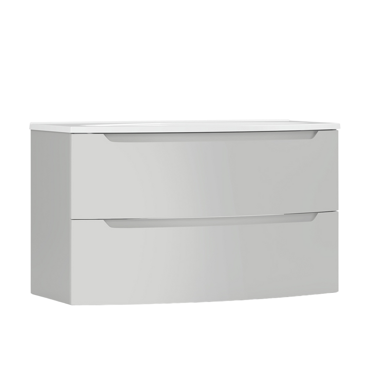 Тумба с раковиной Belux Ганновер 100 подвесная, белая глянцевая, 2 ящика