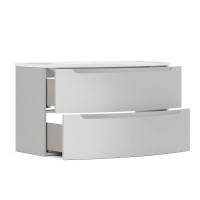 Тумба с раковиной Belux Ганновер 100 подвесная, белая глянцевая, 2 ящика