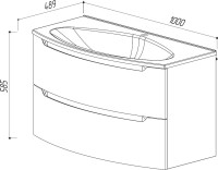 Тумба с раковиной Belux Ганновер 100 подвесная, белая глянцевая, 2 ящика
