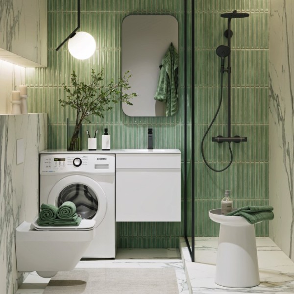 Мебель для ванной комнаты Aqwella Duet 53 R подвесная, под стиральную машину, белая