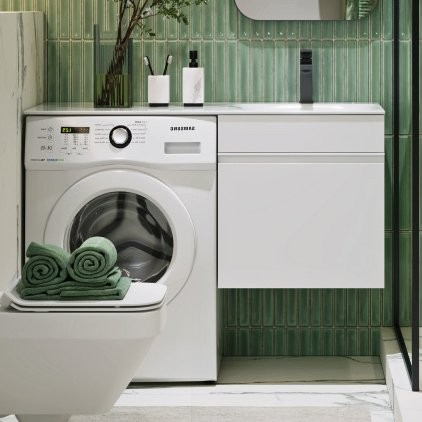 Мебель для ванной комнаты Aqwella Duet 53 R подвесная, под стиральную машину, белая