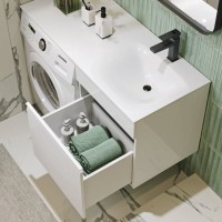 Мебель для ванной комнаты Aqwella Duet 53 R подвесная, под стиральную машину, белая