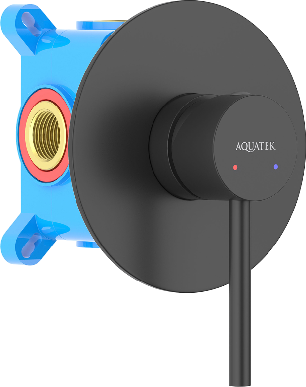 Встраиваемый смеситель для душа и ванны AQUATEK Европа AQ1366MB С ВНУТРЕННЕЙ ЧАСТЬЮ, матовый черный