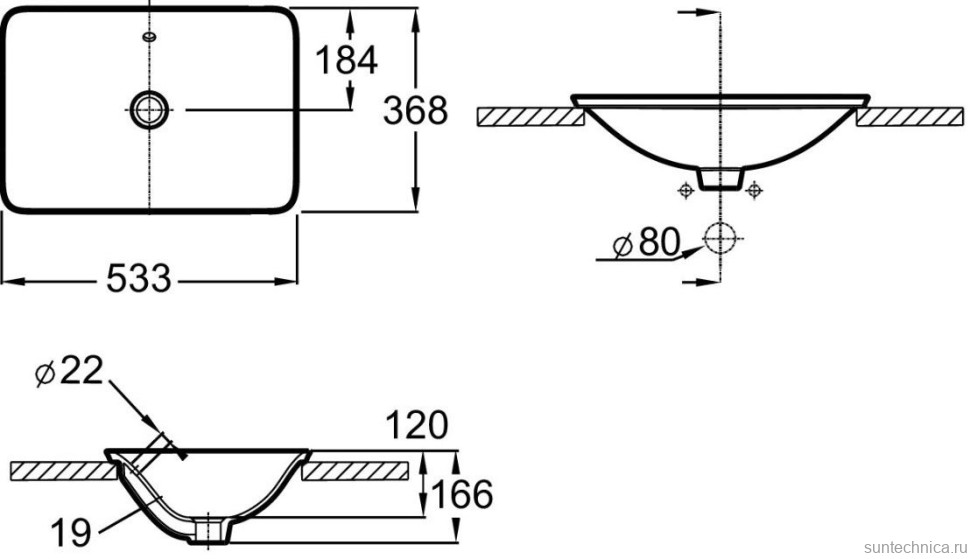 Раковина Jacob Delafon Carillon E96117-0 53 см