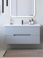 Мебель для ванной комнаты SanStar Ориана 100 подвесная, серая, раковина Santek Миранда 100