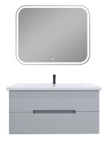 Мебель для ванной комнаты SanStar Ориана 100 подвесная, серая, раковина Santek Миранда 100