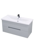 Мебель для ванной комнаты SanStar Ориана 100 подвесная, серая, раковина Santek Миранда 100