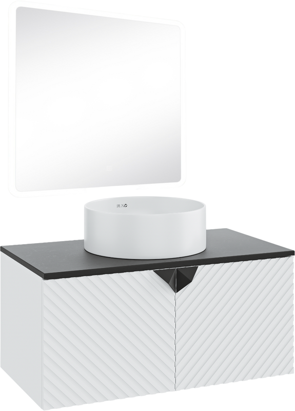 Мебель для ванной комнаты Runo Андорра 85 белая матовая, черная, раковина Palla 40