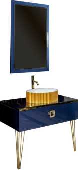 Мебель для ванной Armadi Art Lucido 100 насыщенный синий, раковина 878-G