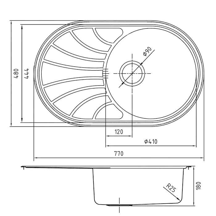 Комплект Мойка IDDIS Suno SUN77SDi77S с сифоном + Смеситель Acros ACRSB00i05 хром