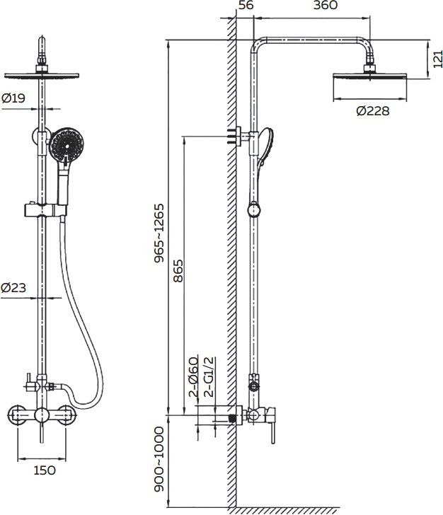 Душевая стойка AltroBagno Intento 030104 Cr хром