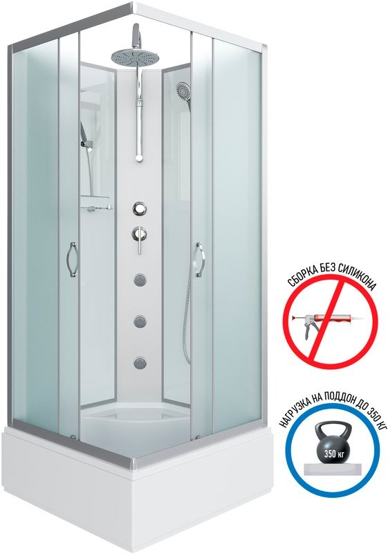 Душевая кабина Niagara Classic NG-1108-14BKTG 90х90 см, без крыши, с гидромассажем и тропическим душем