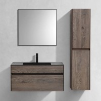 Тумба с раковиной Vincea Chiara 100, темный дуб, с черной раковиной