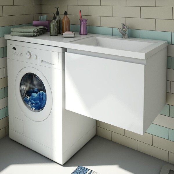 Тумба с раковиной Эстет Dallas Luxe 110 R подвесная, 1 ящик, под стиральную машину