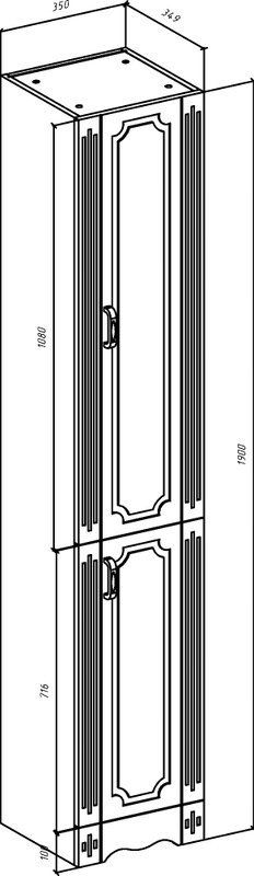 Шкаф пенал для ванной Bellezza Кантри 35 L/R, универсальный