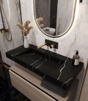 Раковина Armadi Art Flat Nero Marquina 100 с кронштейнами Раковина Armadi Art Flat Nero Marquina 100 с кронштейнами