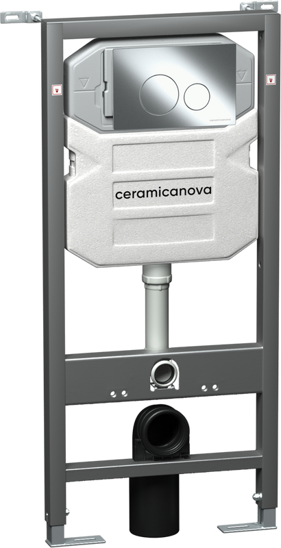Комплект Унитаз подвесной Ceramicanova Metropol CN4002 безободковый, с микролифтом + Инсталляция Envision CN1001CH + Кнопка Round, хром