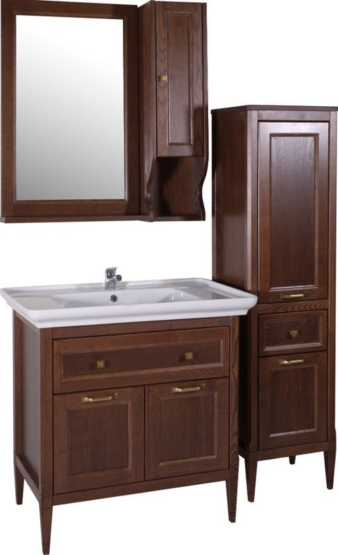 Шкаф пенал для ванной ASB-Woodline Гранда 40 R, антикварный орех