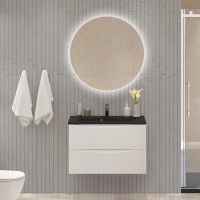 Мебель для ванной комнаты BelBagno Marino 80 подвесная, bianco opaco, черная раовина