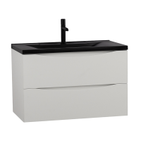 Мебель для ванной комнаты BelBagno Marino 80 подвесная, bianco opaco, черная раовина