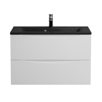 Мебель для ванной комнаты BelBagno Marino 80 подвесная, bianco opaco, черная раовина