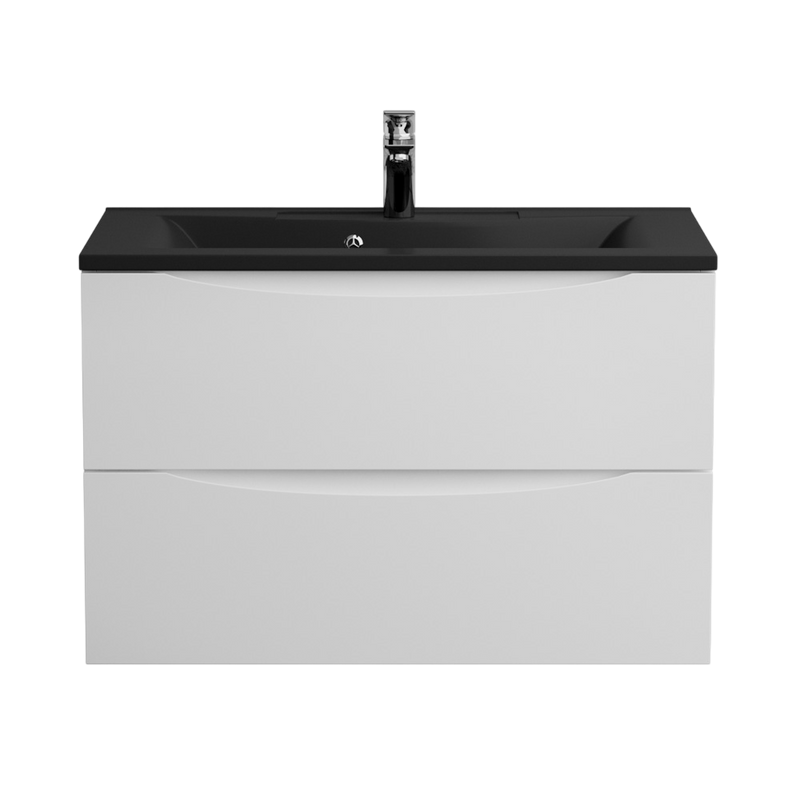 Мебель для ванной комнаты BelBagno Marino 80 подвесная, bianco opaco, черная раовина