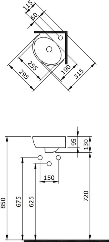Раковина маленькая в туалет Berges Small 30x32 глянцевый белый