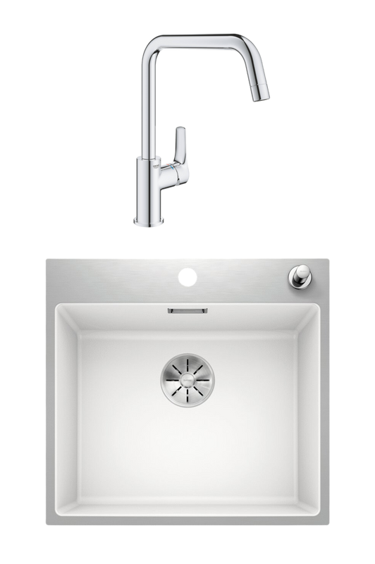 Комплект Мойка Blanco Subline 500-IF/A белая + Смеситель Grohe Eurosmart