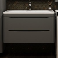 Тумба с раковиной Style Line Бергамо Мини 90 Люкс Plus подвесная, антискрейтч серая