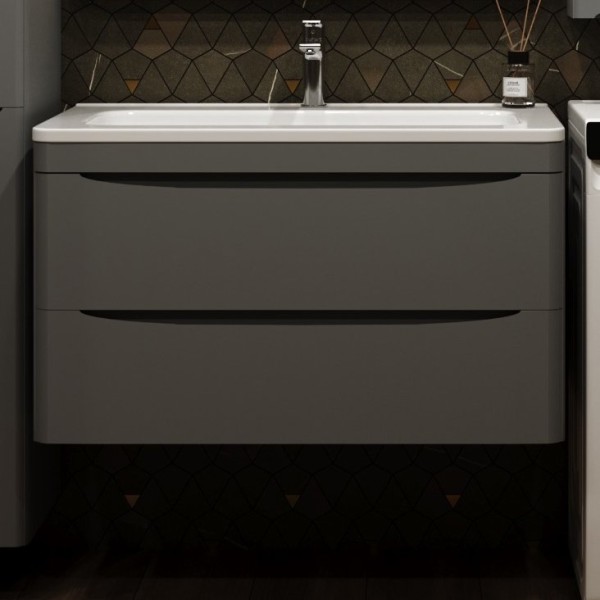 Тумба с раковиной Style Line Бергамо Мини 90 Люкс Plus подвесная, антискрейтч серая