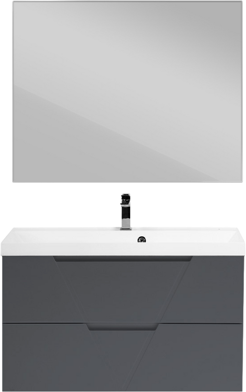 Мебель для ванной комнаты BelBagno Vittoria 90 подвесная, grigio opaco, белая глянцевая раковина