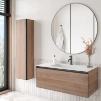 Тумба с раковиной Armadi Art Quatro 1 100 willow, профиль anthracite, с раковиной white