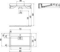 Мебельная раковина Creavit Epic 80 накладная, базальт, прямоугольная, фарфор