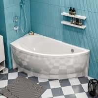 Акриловая ванна 1MarKa Piccolo L 150x75 см, угловая, левая, пристенная, белая, асимметричная, с каркасом