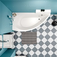 Акриловая ванна 1MarKa Piccolo L 150x75 см, угловая, левая, пристенная, белая, асимметричная, с каркасом