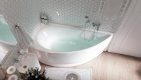 Акриловая ванна 1MarKa Piccolo L 150x75 см, угловая, левая, пристенная, белая, асимметричная, с каркасом