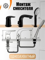 Смеситель на борт ванны Orange M60-333b черный