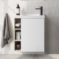 Тумба с раковиной Aqwella Alba 60 R, подвесная, светлый камень, матовая белая