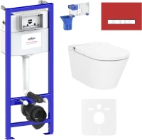 Комплект Lavinia Boho Унитаз подвесной Smart V-Clean 3359102R с микролифтом + Инсталляция RelFix 38010010 + Кнопка RelFix 3805005R + Дозатор RelFix 38040010