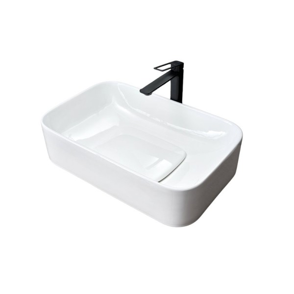 Накладная раковина GID Geometrico N9598 61 глянцевая белая, прямоугольная, фаянс