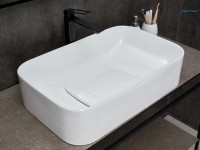 Накладная раковина GID Geometrico N9598 61 глянцевая белая, прямоугольная, фаянс